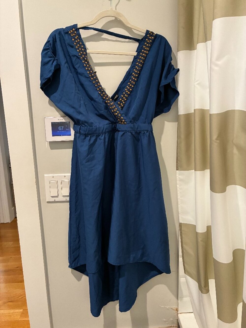 Navy V-Neck High-Low dress
